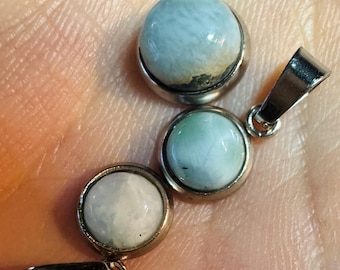 Larimar Pendant for Necklace & Gifts. Beautiful Light Blue Pendant with Silver Coloured Clasp. Created in Canada.