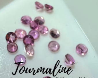 2 Piece Pink Tourmaline. 2.2 & 2.4mm. Individual Loose Gemstone. Faceted Genuine Mined VS Quality. Making Jewelry. Untreated. Birthstone.