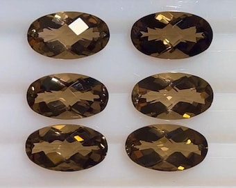 3.6 Carat Natural Smoky Quartz Checkered Oval Cut VS 13.5 x 7.8 x 5.5 mm Loose Gemstone for Jewelry Makers and Gifts. Genuine Earth Mined.