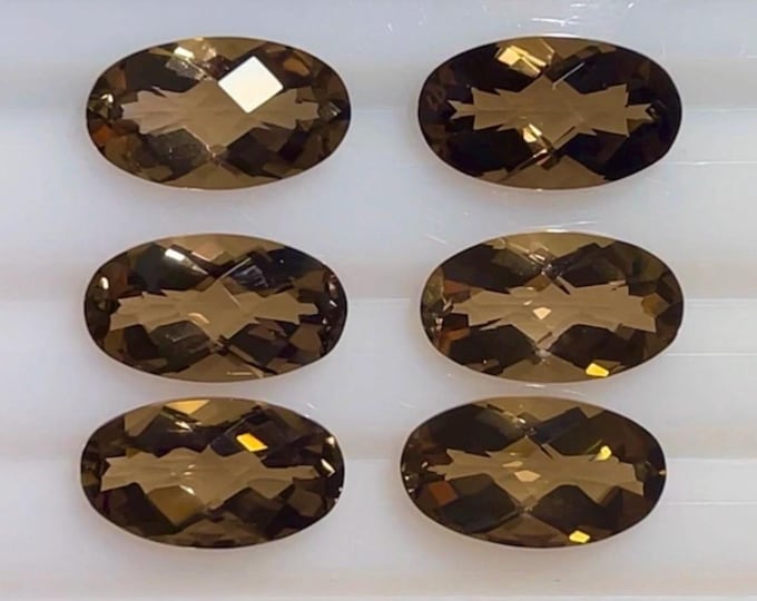 3.6 Carat Natural Smoky Quartz Checkered Oval Cut VS 13.5 x 7.8 x 5.5 mm Loose Gemstone for Jewelry Makers and Gifts. Genuine Earth Mined.