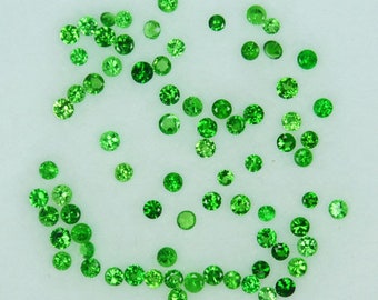 1.3 mm Earth Mined Vivid Green Tsavorite Garnet. Sold in Pairs. Loose Gemstones. Faceted Round for Jewelry Making and Gifts. Untreated.