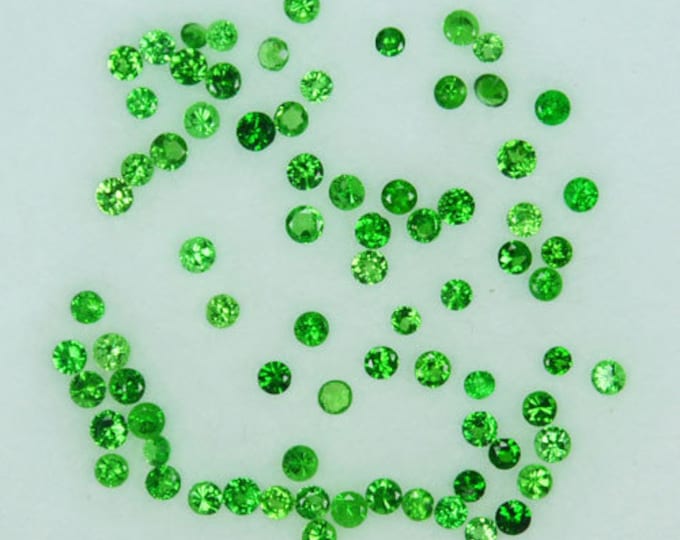 1.3 mm Earth Mined Vivid Green Tsavorite Garnet. Sold in Pairs. Loose Gemstones. Faceted Round for Jewelry Making and Gifts. Untreated.
