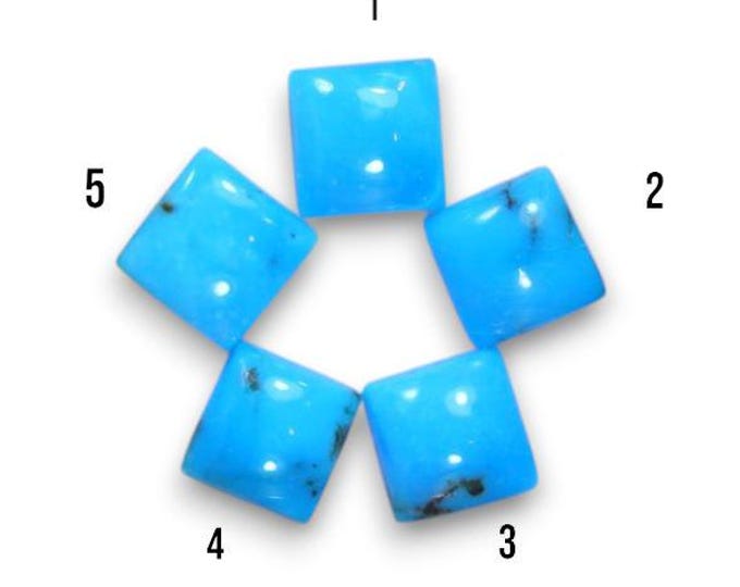 1.20 Carat Sleeping Beauty Arizona Turquoise Cabochons. Genuine Earth Mined. 7.1 x 7.1 x 3.4 mm for Jewelry Making and Gifts. Earth Mined