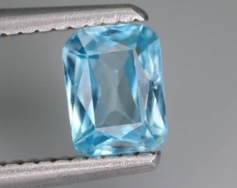 AAA Brilliance 1.05 Carat Vibrant Blue Zircon. Earth Mined. 6.2 x 4.7. Faceted Emerald Cut. Sky Blue Loose Gemstone. Jewellery.