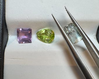 Discounted: Mixed Gemstone Lot. 2.25 Carat. Peridot, Amethyst & Tourmaline.Various Shapes and Sizes. Jewelry Supplies and Crafts. Included