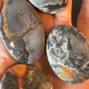 Malingo Jasper Gemstone Cabochons. Brown, Orange and White. Loose Gemstones for Making Jewellery. Oval Cabochon. Sold Individually.