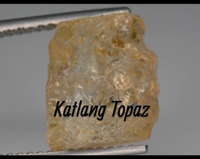 Rare 15.05 Katlang Topaz Rough. Natural Unheated Loose Gemstones. 14.9 x 10.1 x 9.6 mm. Birthstone Gift. Genuine Mined. Jewellery.