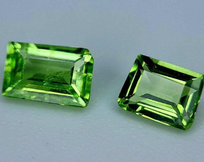 0.65 Carat Natural Tsavorite Green Garnets. Loose Faceted Rectangle Gemstones for Making Jewelry. Genuine Mined Garnet Birthstone. 2 Piece.