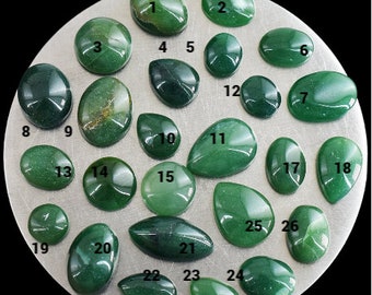 Genuine Mined Natural Jade Cabochon Loose Gemstones. Individual Green Stones. Jewlery Supplies and Gifts. Various Sizes. Birthstone Gift.