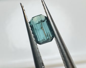 0.36 Carat Blue Tourmaline. Emerald Cut. 5 x 3.5 x 3mm. Loose Gemstone for Jewelry Making and Gifts.  Genuine Earth Mined. I Grade