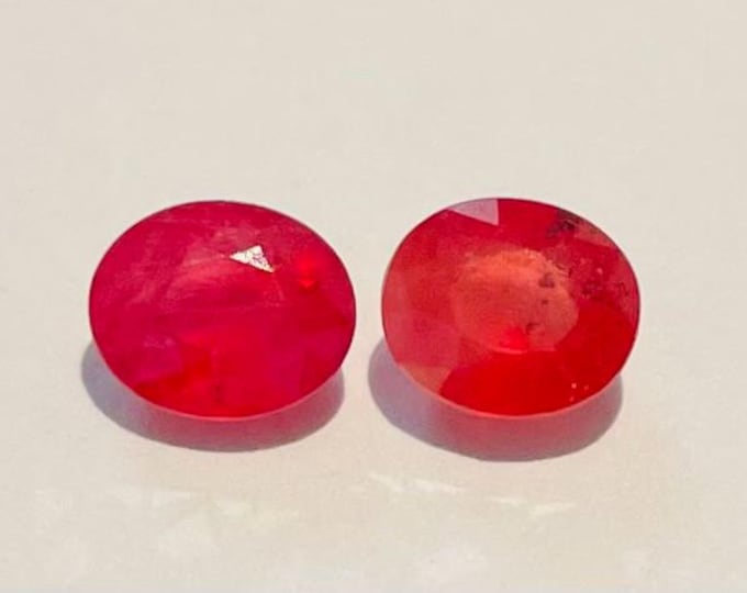 0.50 and 0.55 Carat Orange Red Ruby Oval Shape Loose Gemstone for Jewelry Making and Gifts. Genuine Earth Mined. Sold Individually.