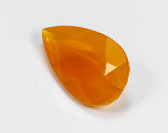 1.44 ct Natural Mexican Fire Opal Natural Orange Loose Gemstone for Rings and Jewellery Making. Faceted Pear Cut. 12.1 x 7.12 x 4.45mm. Gems