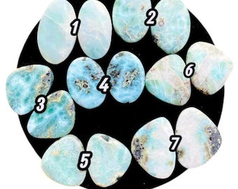 Genuine Mined Larimar Pair. Loose Gemstone for Making Pendants. Unique Patterned Blue. 15mm. Lost Atlantis Stone. Chakra. Various Pairs