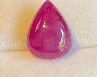 5.17 Carat Natural Pink Ruby Pear Shaped Cabochon 11.700 x 9.300 x 4.700 mm Loose Gemstone for Jewelry Making and Gifts. Genuine Earth Mined