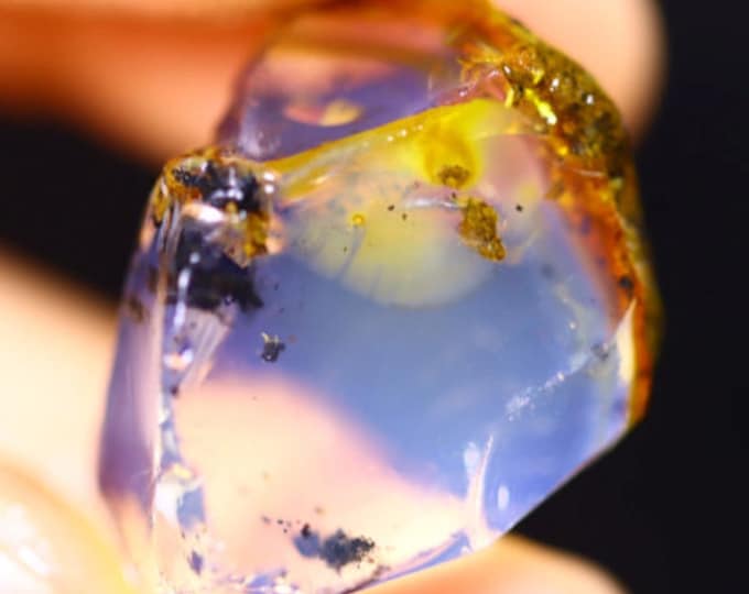 23Ct Natural Ethiopian Water Opal Specimen. Rough Opal Loose Gemstone. Birthstone for Wire Wrapping. Dark Bronze Fire Colour.