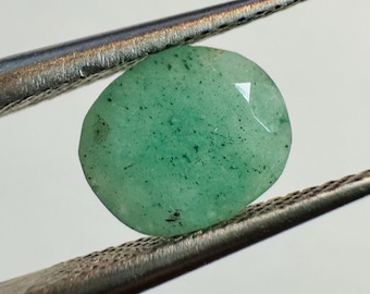 1.10 Carat Seafoam Natural Zambian Emerald. Light Green 7.5 x 6.2 x 3 mm. Loose Gemstone for Jewelry Making and Gifts. Earth Mined. SI.