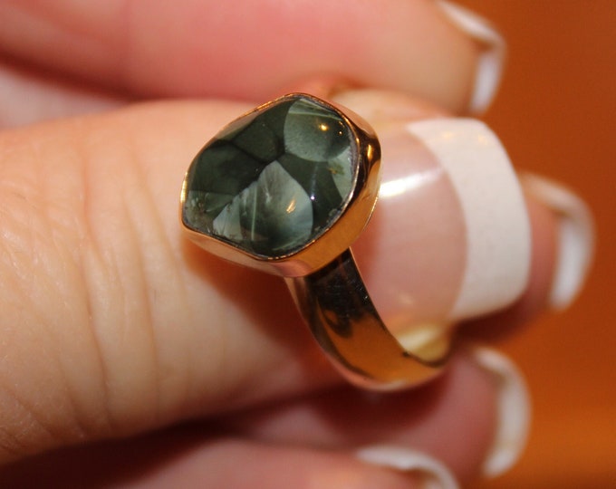 Chlorastrolite (Greenstone) 14 K Gold Ring: Gold GGR-6 Size 8.75