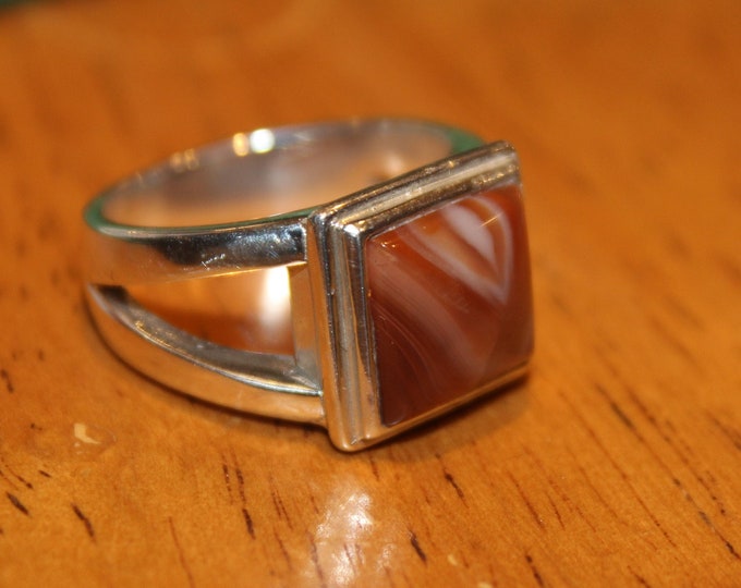 Lake Superior Agate Ring Size 7.75 LSAR-139