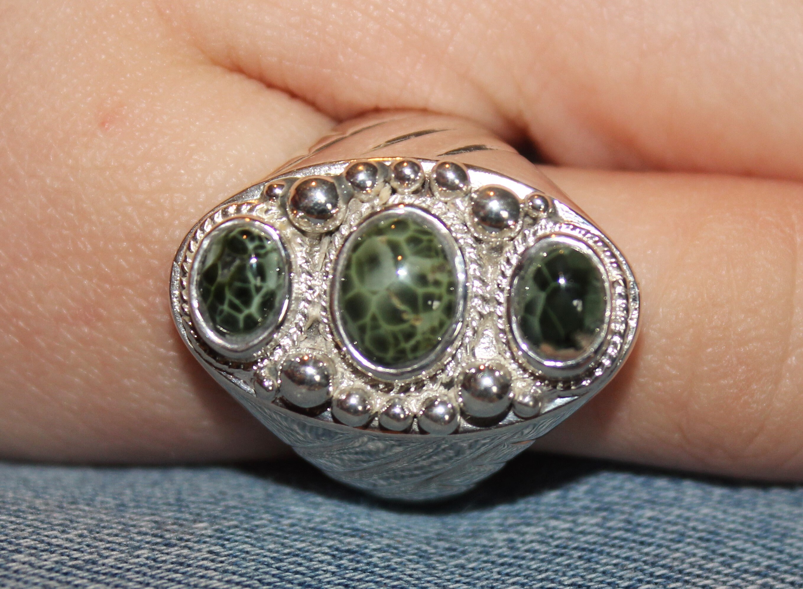 Chlorastrolite (Greenstone) Ring GR952 Size 11