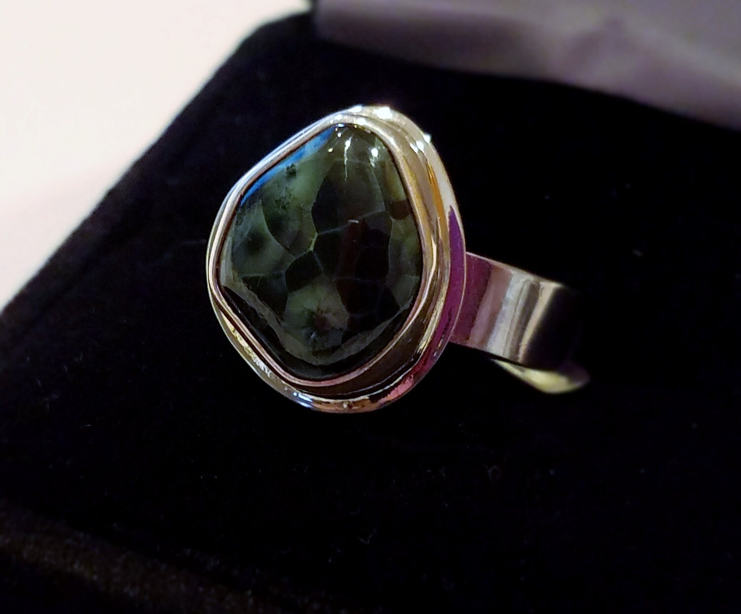 Chlorastrolite (Greenstone) Ring GR26 Size 8.5 14x12 mm