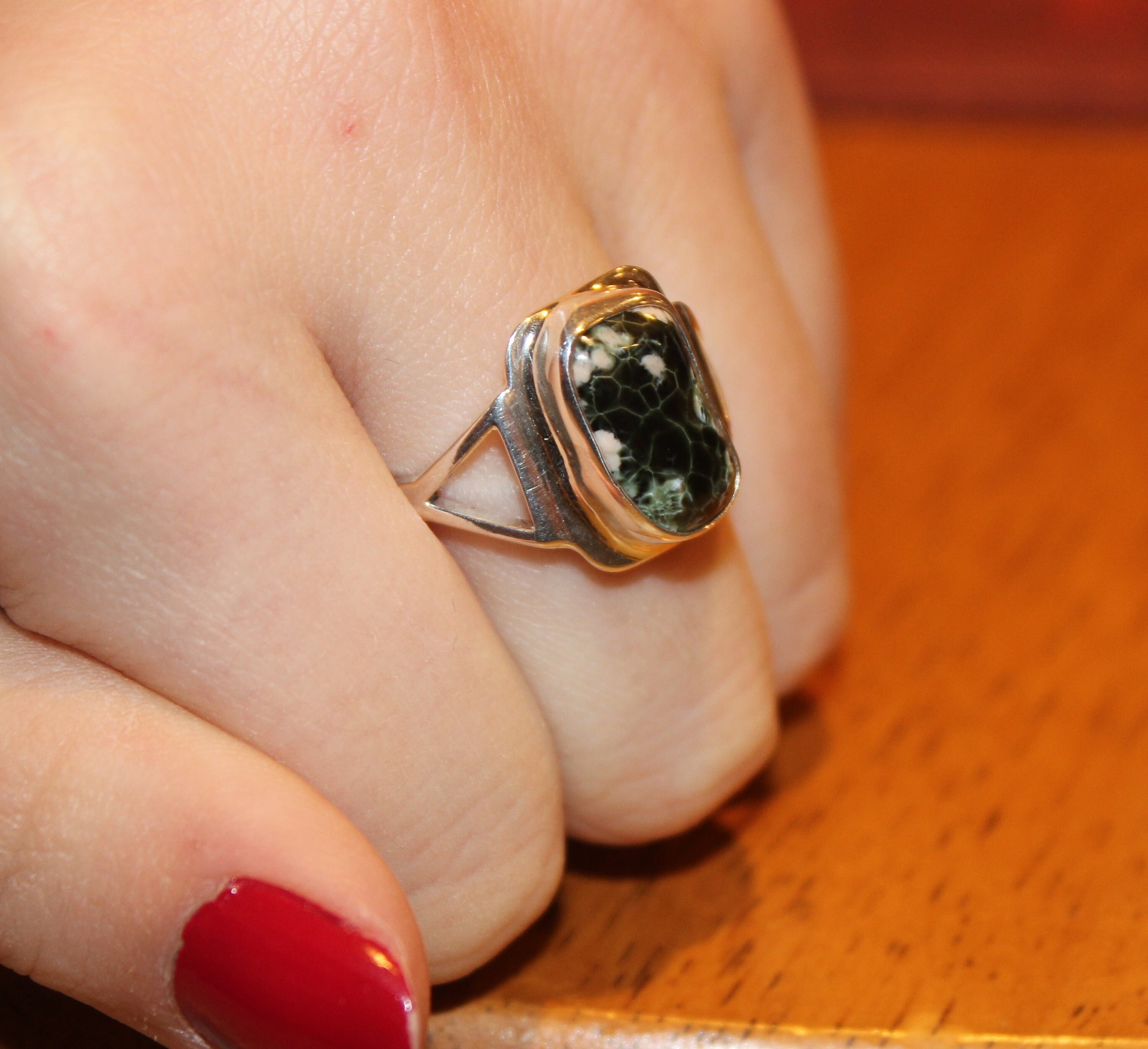 Chlorastrolite Greenstone Ring GR 171 Size 10.5