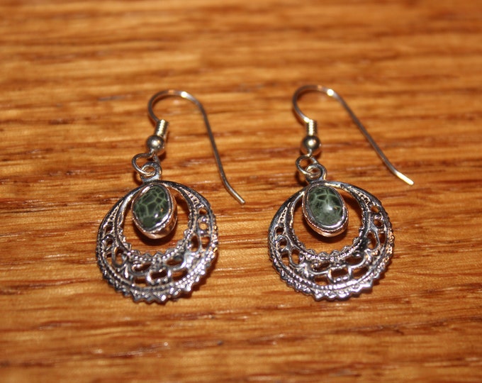 Chlorastrolite (Greenstone) Earrings GE-80