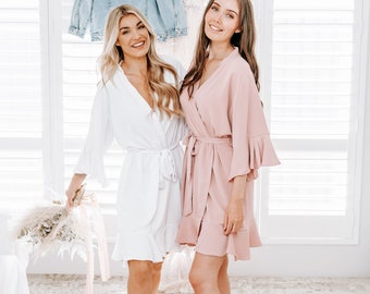 Embroidered Robes / Ruffle Bridesmaid robes / Satin Bridesmaid Robes / Bridal Party Robes / Wedding Robes / Personalised Robes