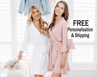 Personalised  Robes / Ruffle Bridesmaid Robes / Getting Ready Robes / Bridal Party Robes / Wedding Robes / Bridesmaid Gifts / Bridal Robes