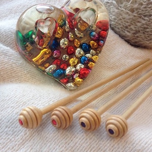 Shortened Knitting Needles Size 8 only 7” Birch Hand-Made color coded beehive button!
