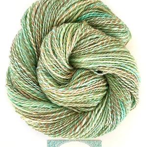 Green variegated handspun wool yarn