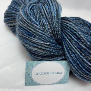 Blue and Gray Handspun Romney Wool Yarn