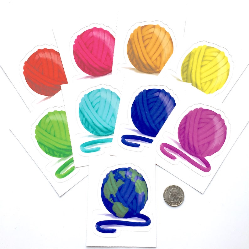 Waterproof Yarn Sticker Decal ~ For Crocheter Knitter ~ Purple Magenta Yarn Ball Skein ~ Removable