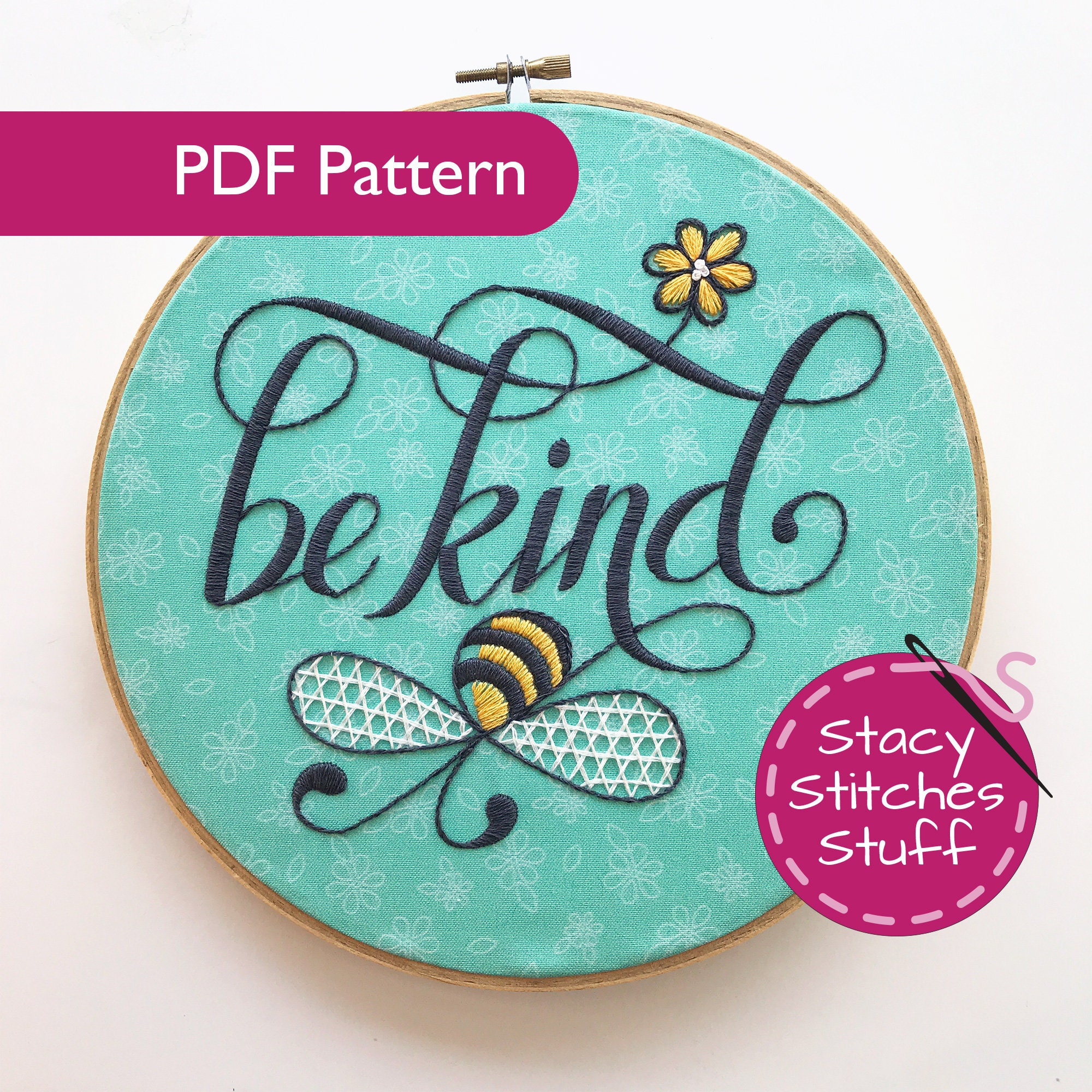 Bee kind embroidery sybju kindness quote pdf digital  etsy Bee kind embroidery sybju kindness quote pdf digital  etsy