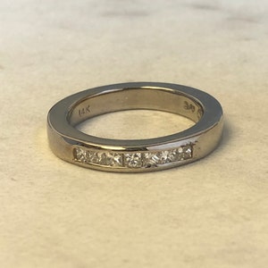 14kt White Gold Lady&#39;s Princess Cut Diamond Wedding/Anniversary Channel Band .45ct Total Weight at an Incredible Price.