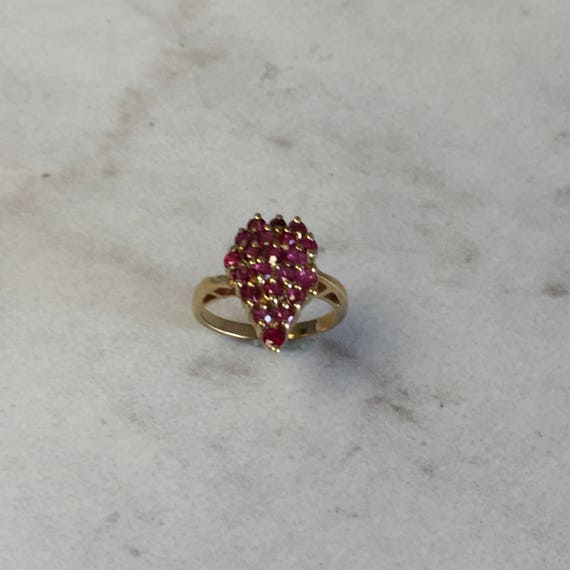 Ruby...14kt Yellow Gold Lady's Genuine Ruby Clust… - image 5