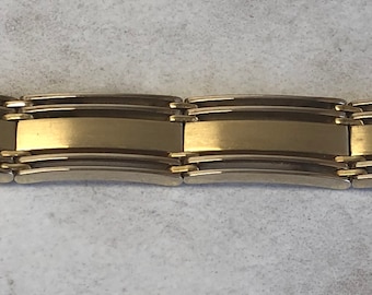 8"....14kt Yellow and White Two-Tone Gold Men's Hinged, 10mm wide,Solid Bracelet 8" in Length at an Incredible Price.