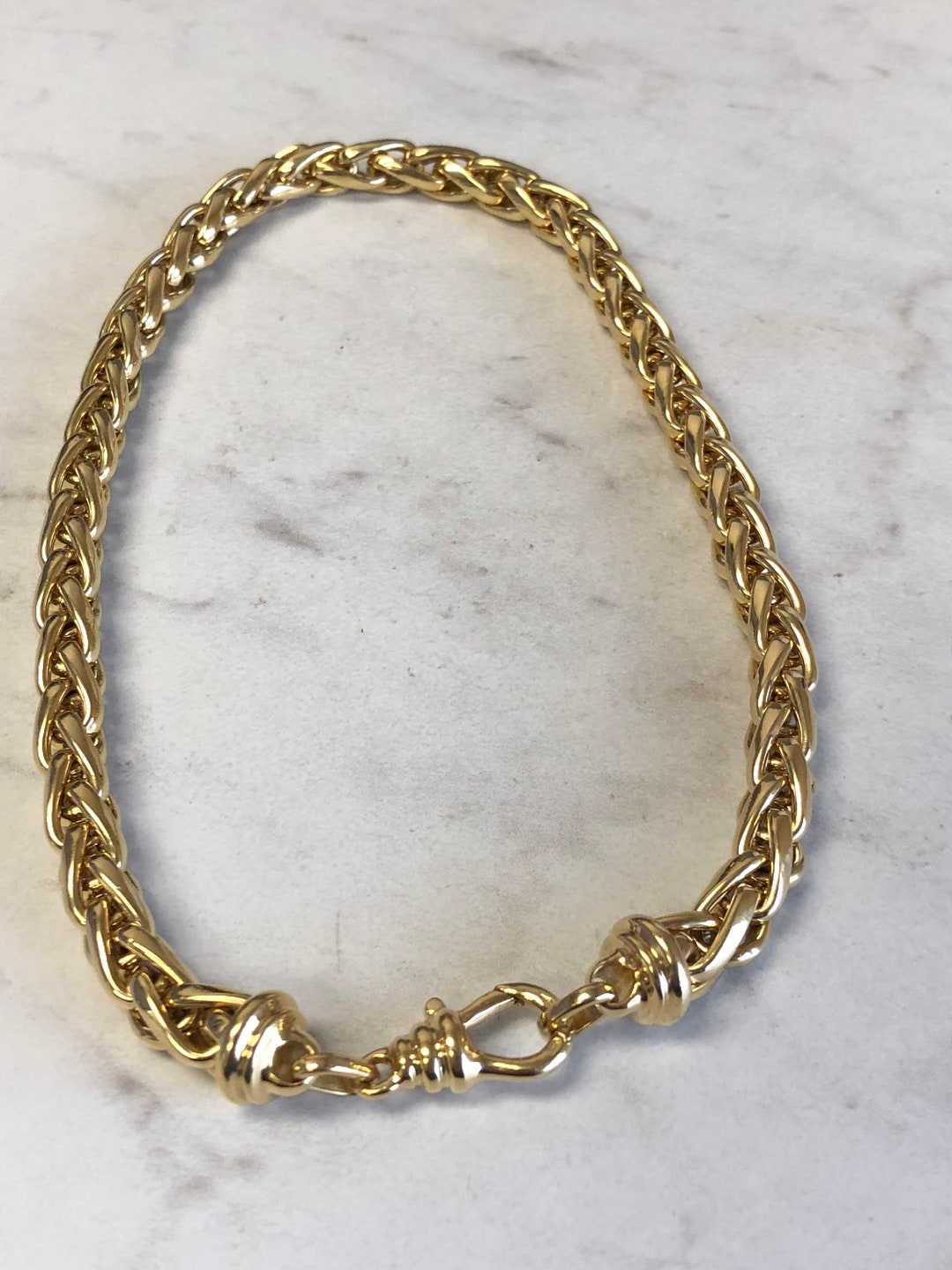 17....18kt Yellow Gold Italian Wheat Style Solid Necklace 17 With a ...