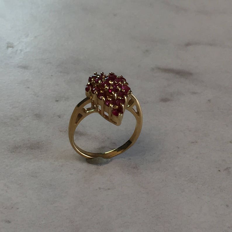 Ruby...14kt Yellow Gold Lady's Genuine Ruby Cluster Ring at an Incredible Price image 2