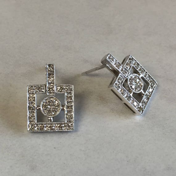 14kt White Gold Lady's Diamond Estate Vintage Pos… - image 1