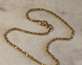 7&quot;....14kt Yellow Gold Lady&#39;s 1.5mm Round Diamond Cut Rope Bracelet 7&quot; in Length.