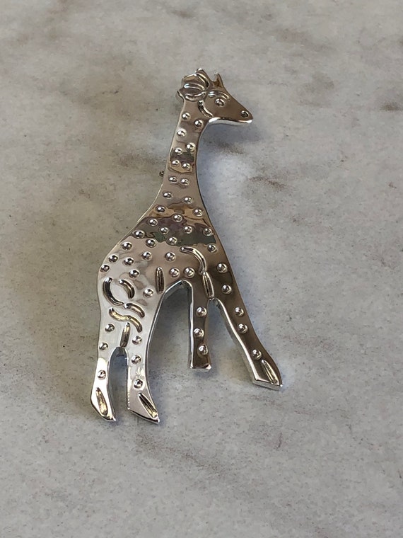 Sterling Silver Lady's Large Solid Giraffe Pin/Br… - image 2