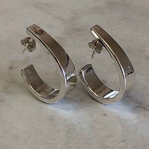 Sterling Silver Lady&#39;s 1/2 Hoop Earrings Shiny, Wide for Pierced Ears at a Very Affordable Price.