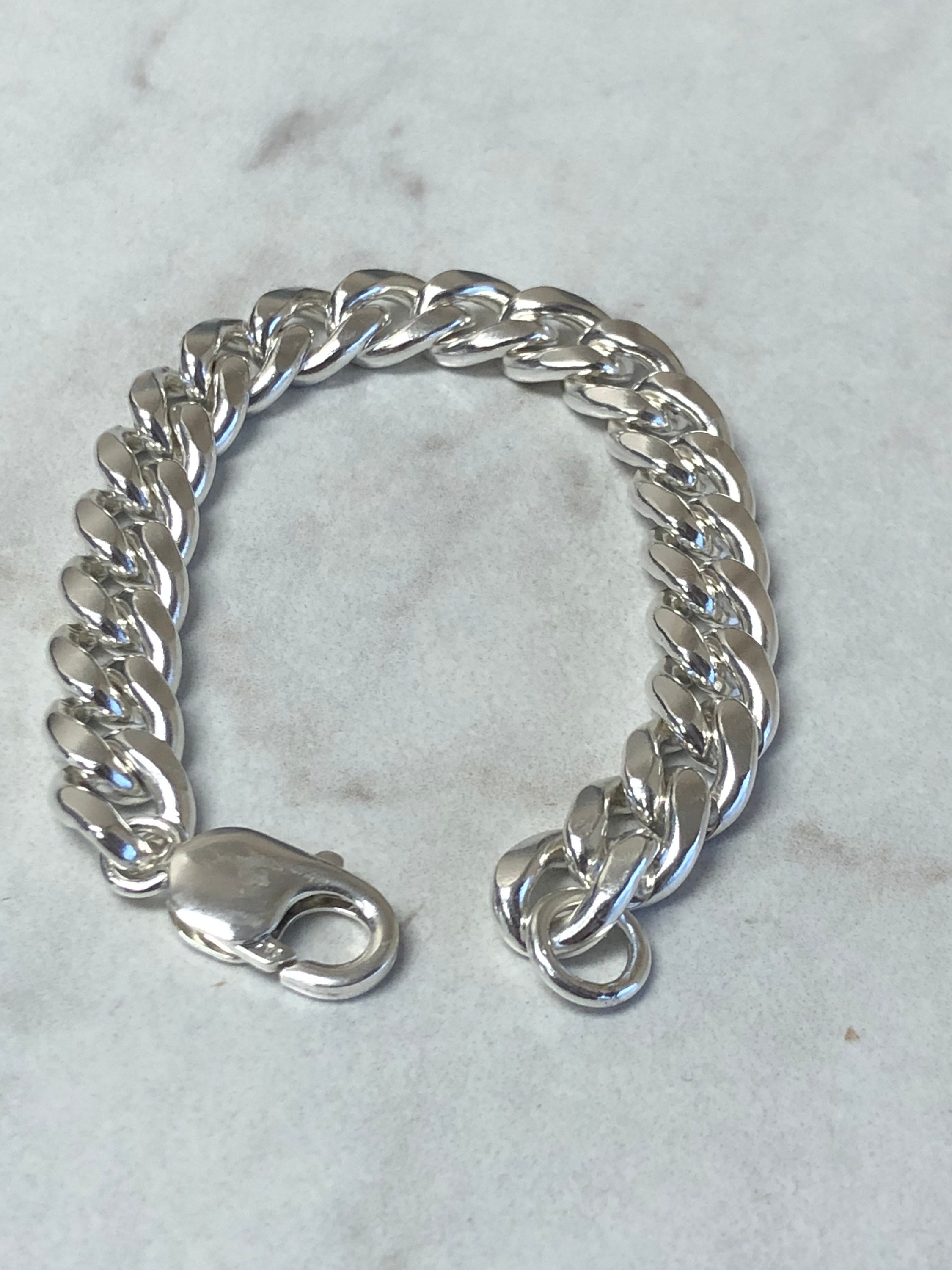 Sterling Silver Unisex Solid Cuban Curb Link Bracelet 7
