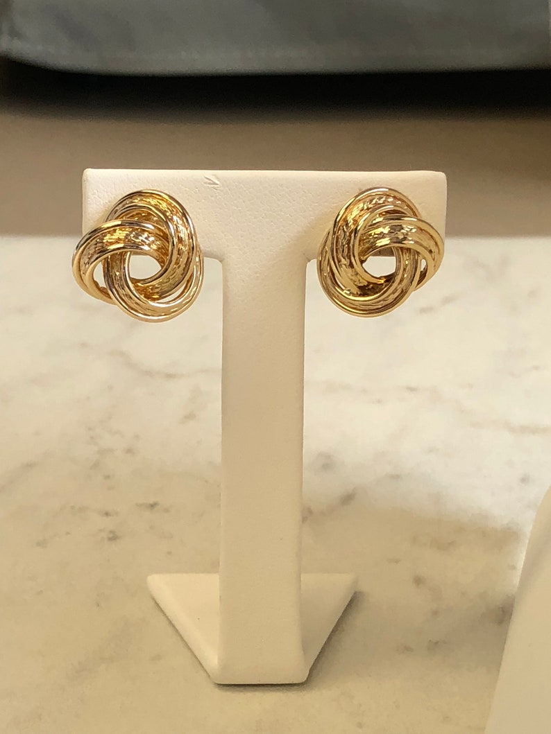 14kt Yellow Gold Lady/'s LOVE KNOT Fashion Earrings with Friction Posts for Pierced Ears.