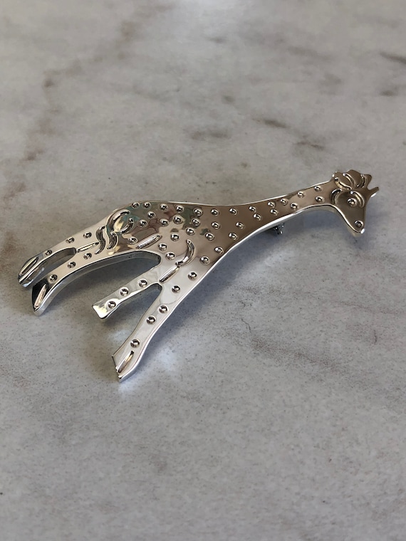 Sterling Silver Lady's Large Solid Giraffe Pin/Br… - image 1