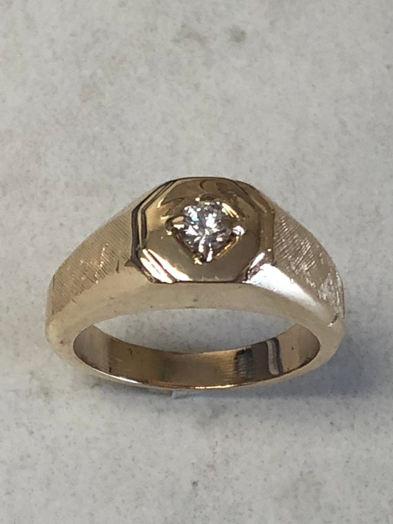 14kt Yellow Gold Men's .25ctw Diamond Solid Band a