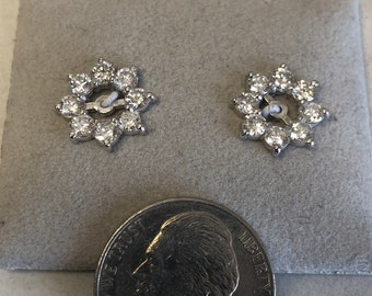 14kt White Gold Lady's Diamond Earring Jacket 1.45ctw for Studs at an Incredible Price.