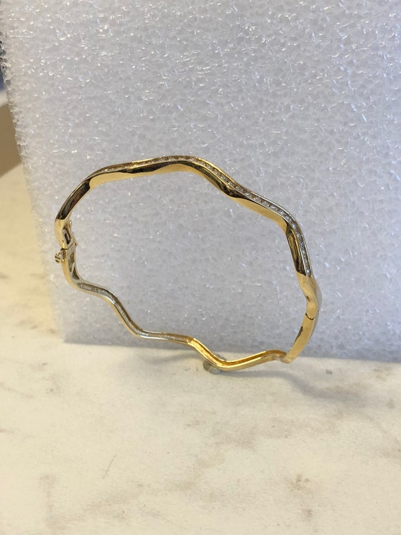 GARNI　Bangle 14kt Yellow Gold Lady's .75ctw Diamond Hinged ZIG-ZAG Custom