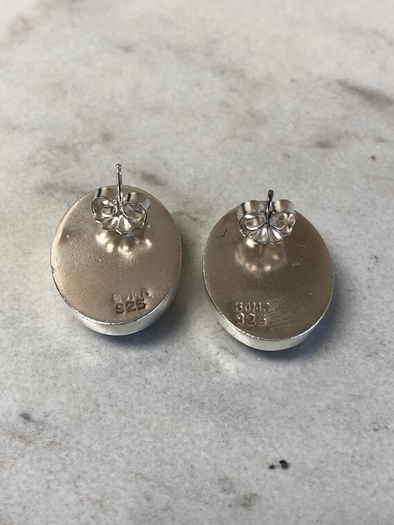 Sterling Silver Lady's Oval Onyx Gemstone Earring… - image 4