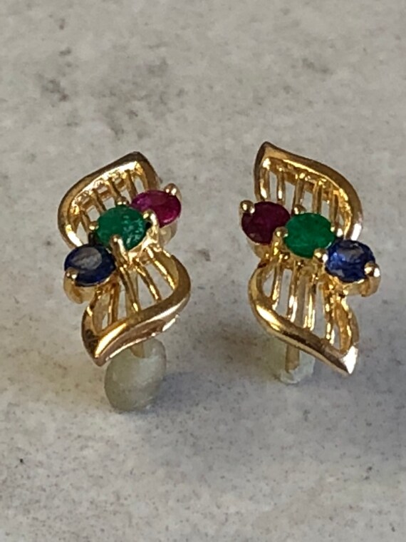 14kt Yellow Gold Ladys Precious Ruby, Emerald and… - image 4